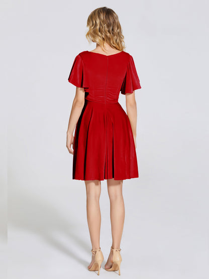 Adriana Velvet Bridesmaid Dress With Short Sleeves