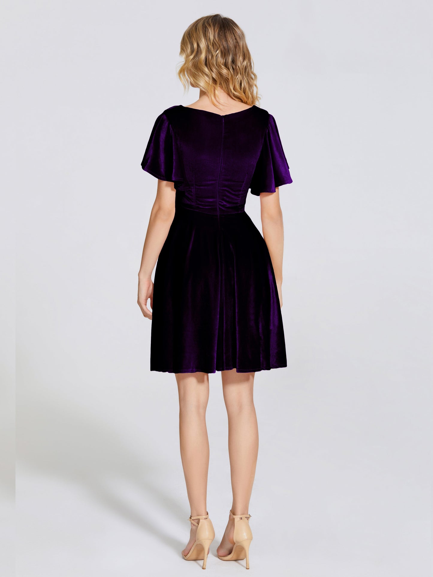 Adriana Velvet Bridesmaid Dress With Short Sleeves