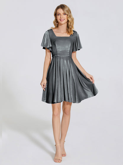 Adriana Velvet Bridesmaid Dress With Short Sleeves