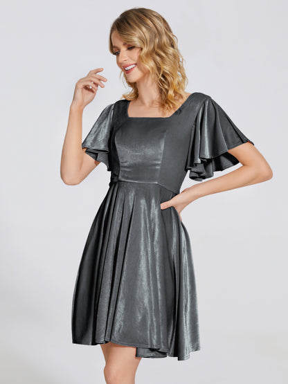 Adriana Velvet Bridesmaid Dress With Short Sleeves