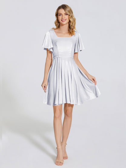 Adriana Velvet Bridesmaid Dress With Short Sleeves