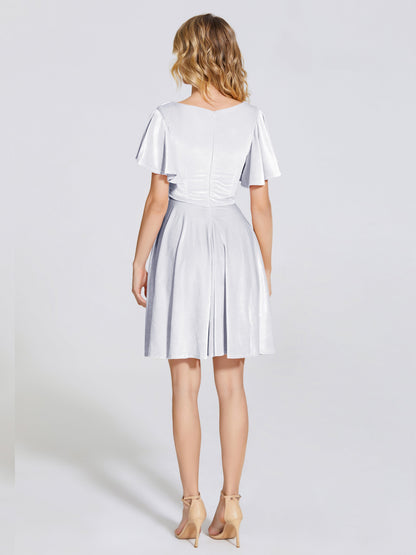 Adriana Velvet Bridesmaid Dress With Short Sleeves