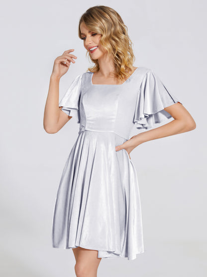 Adriana Velvet Bridesmaid Dress With Short Sleeves