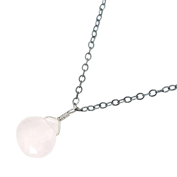 Necklace - Sterling Gemstone Drop (Rose Quartz) by Foamy Wader