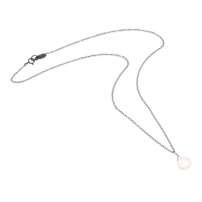 Necklace - Sterling Gemstone Drop (Rose Quartz) by Foamy Wader