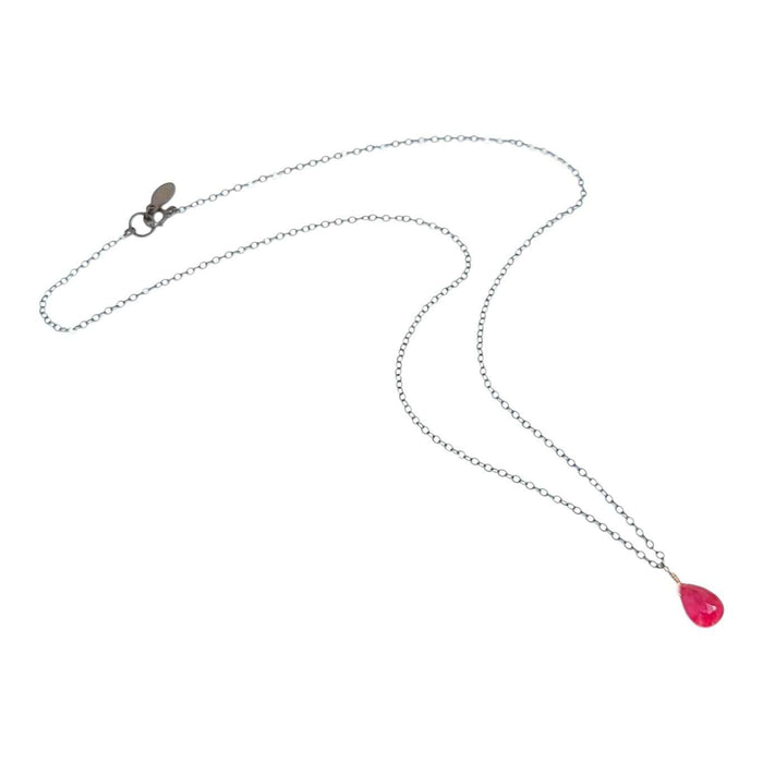 Necklace - Sterling Gemstone Drop (Ruby) by Foamy Wader