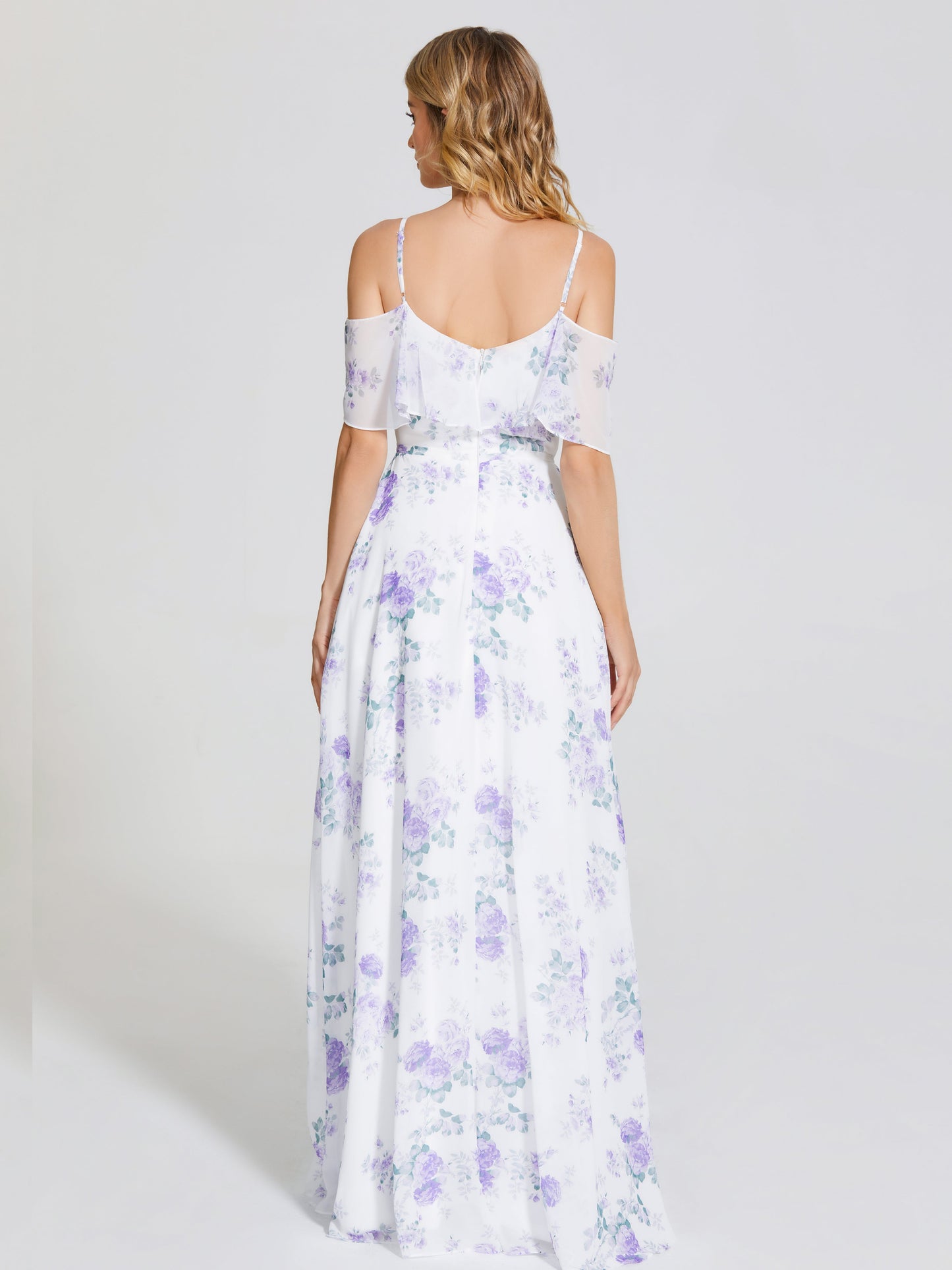 Catalina Off-Shoulder Ruffled Floral Print Bridesmaid Dress