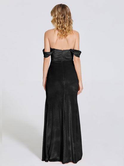 Cicinia Off Shoulder Trumpet Velvet Bridesmaid Dress