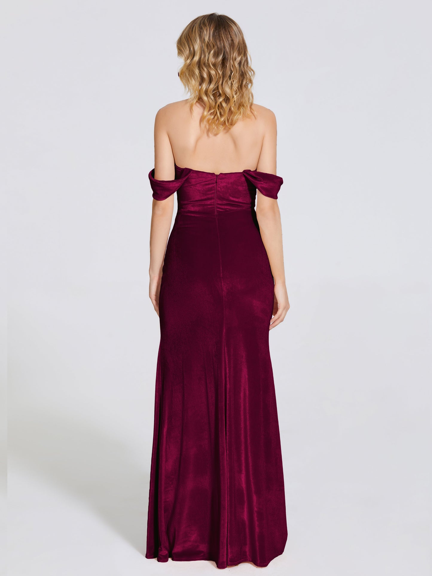 Cicinia Off Shoulder Trumpet Velvet Bridesmaid Dress