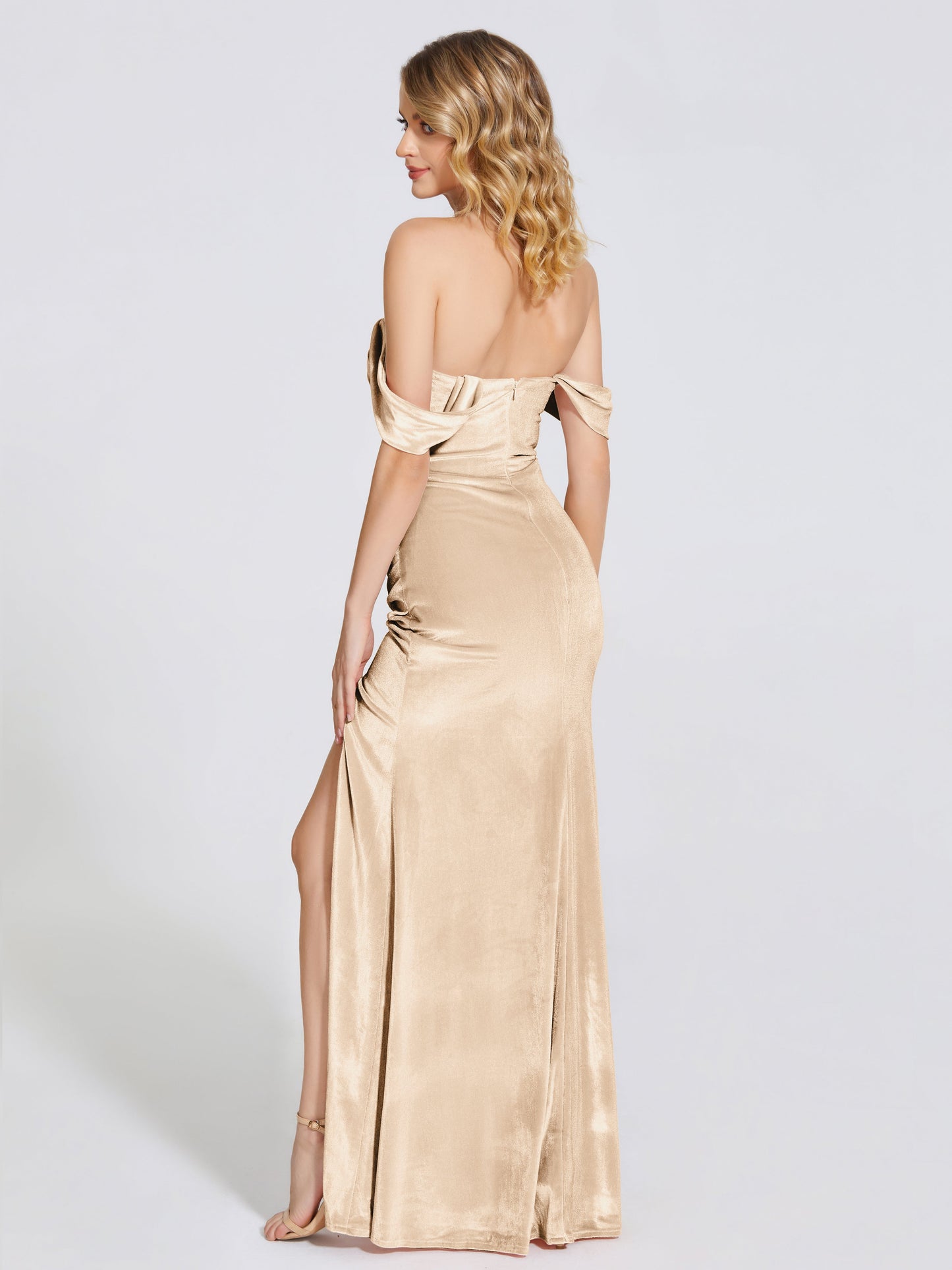 Cicinia Off Shoulder Trumpet Velvet Bridesmaid Dress