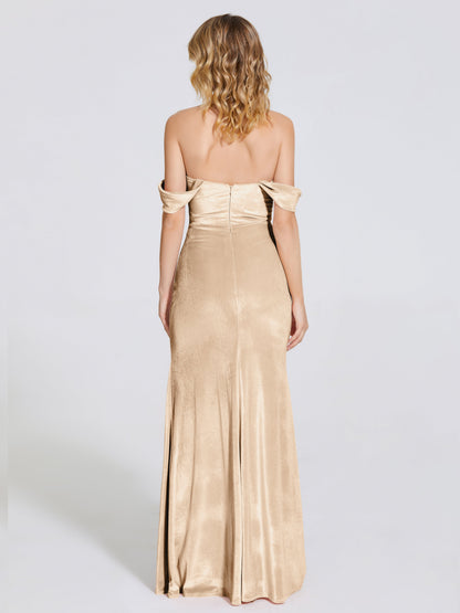 Cicinia Off Shoulder Trumpet Velvet Bridesmaid Dress