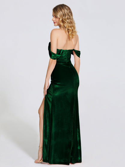 Cicinia Off Shoulder Trumpet Velvet Bridesmaid Dress