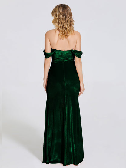 Cicinia Off Shoulder Trumpet Velvet Bridesmaid Dress