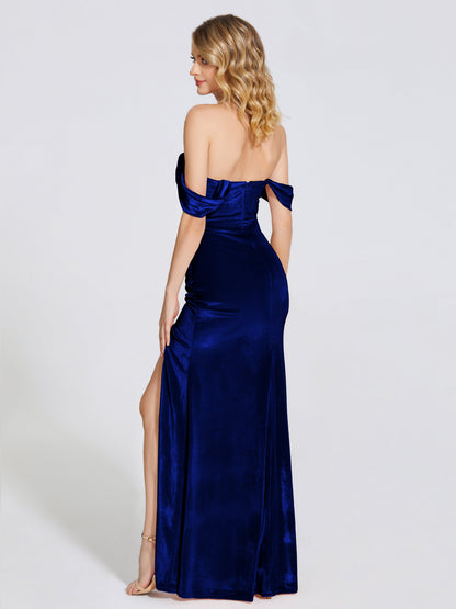 Cicinia Off Shoulder Trumpet Velvet Bridesmaid Dress