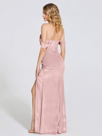 Cicinia Off Shoulder Trumpet Velvet Bridesmaid Dress