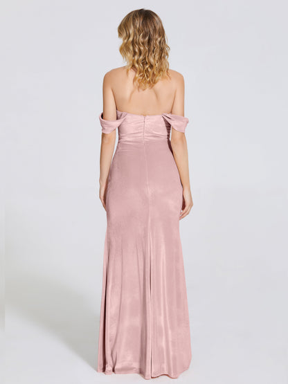 Cicinia Off Shoulder Trumpet Velvet Bridesmaid Dress