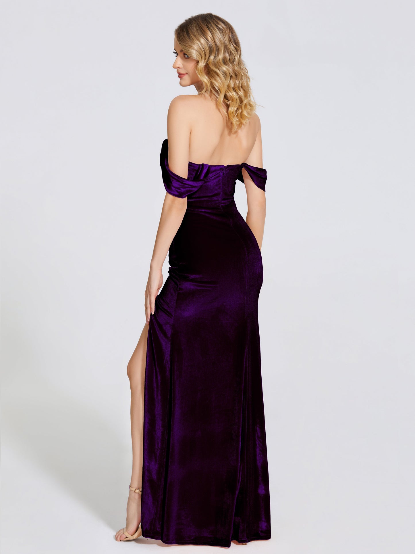 Cicinia Off Shoulder Trumpet Velvet Bridesmaid Dress
