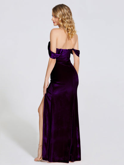 Cicinia Off Shoulder Trumpet Velvet Bridesmaid Dress