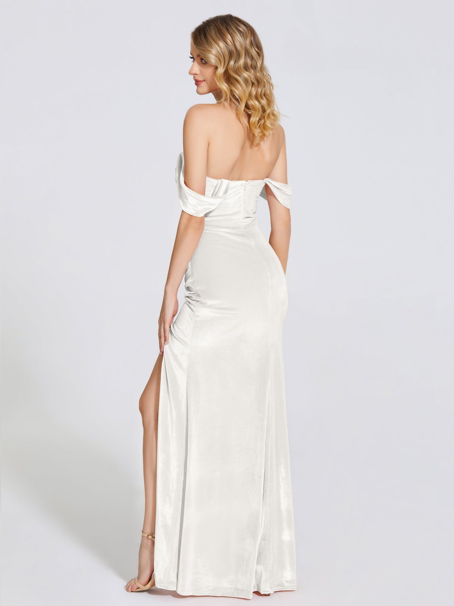 Cicinia Off Shoulder Trumpet Velvet Bridesmaid Dress