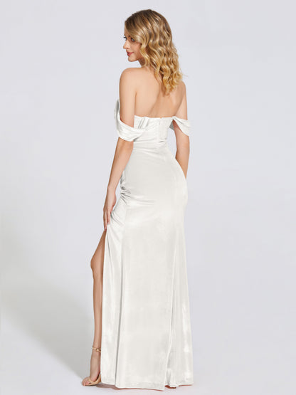Cicinia Off Shoulder Trumpet Velvet Bridesmaid Dress