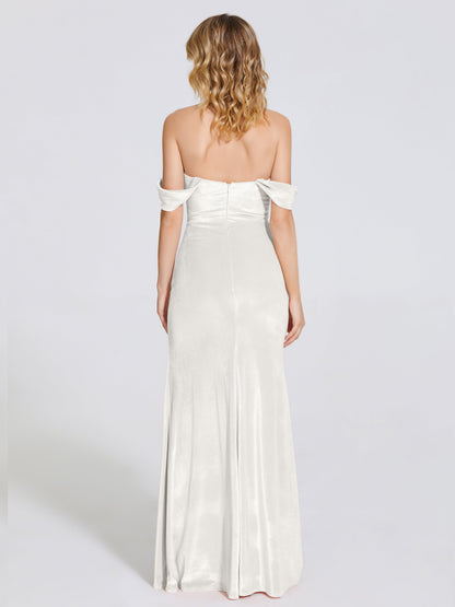 Cicinia Off Shoulder Trumpet Velvet Bridesmaid Dress