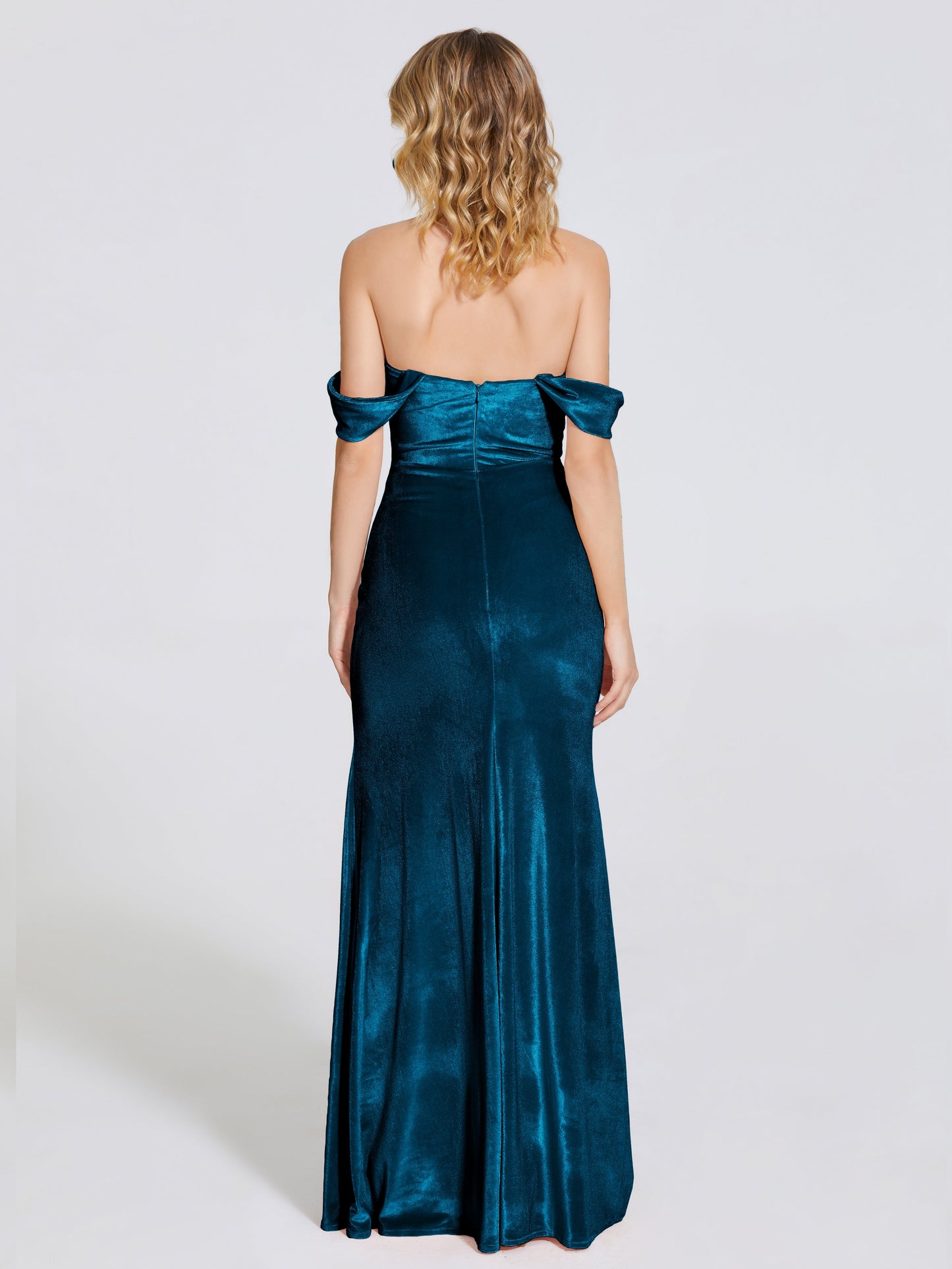 Cicinia Off Shoulder Trumpet Velvet Bridesmaid Dress
