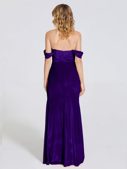 Cicinia Off Shoulder Trumpet Velvet Bridesmaid Dress