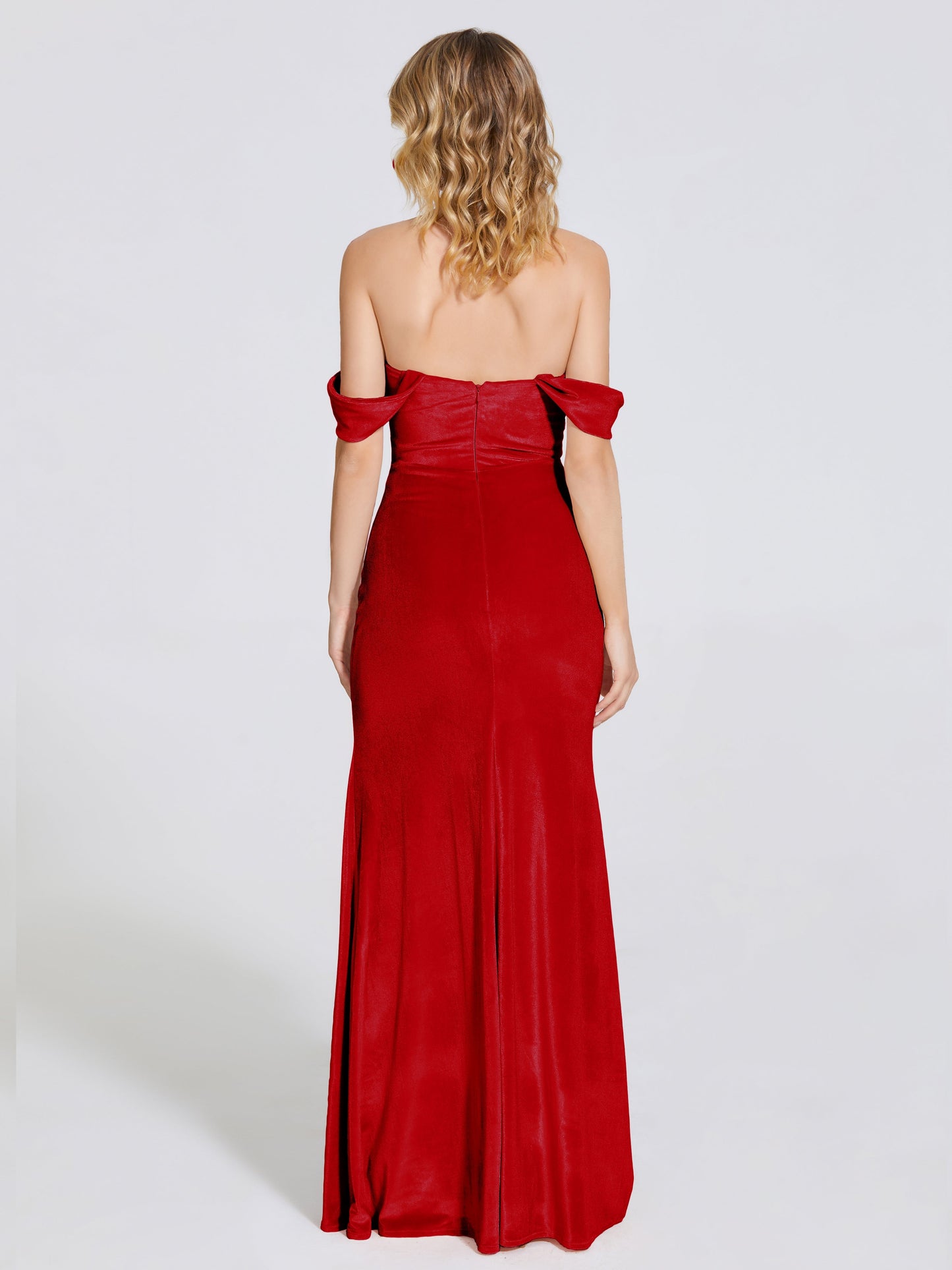 Cicinia Off Shoulder Trumpet Velvet Bridesmaid Dress