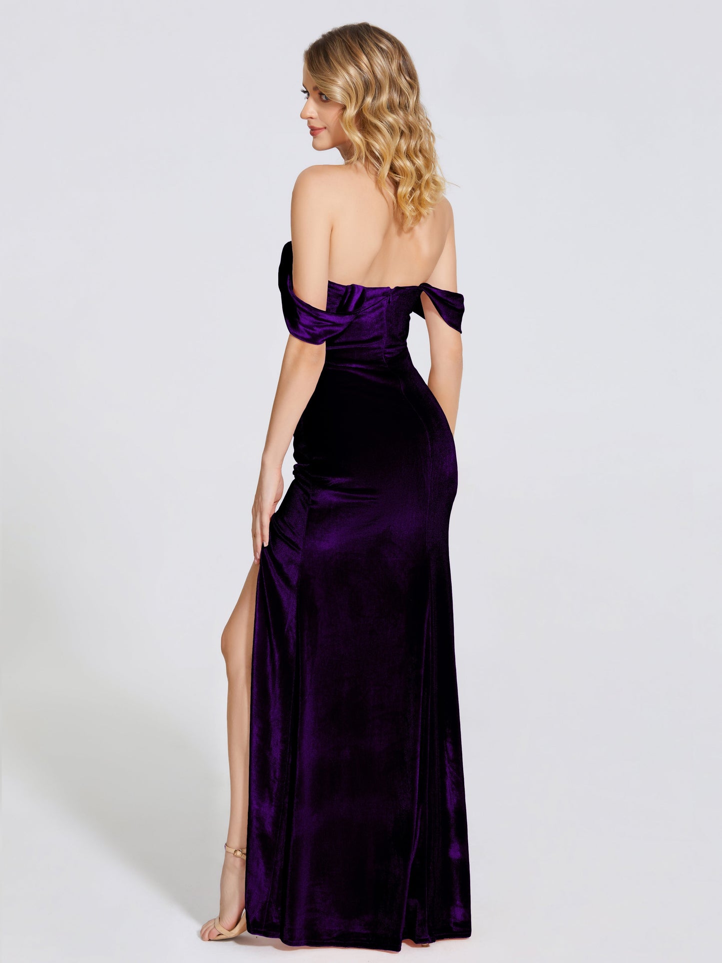 Cicinia Off Shoulder Trumpet Velvet Bridesmaid Dress