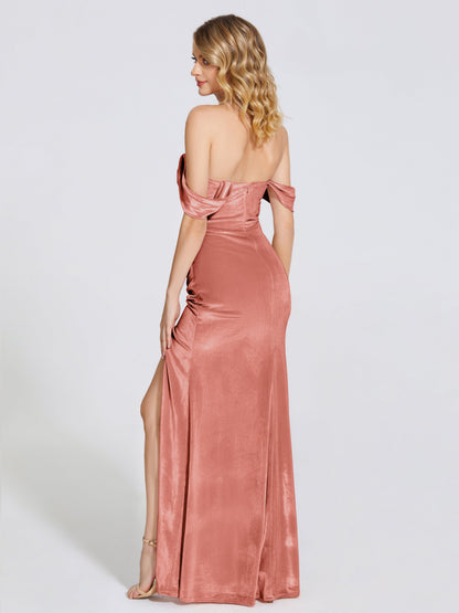Cicinia Off Shoulder Trumpet Velvet Bridesmaid Dress