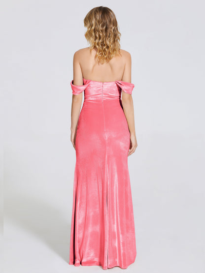 Cicinia Off Shoulder Trumpet Velvet Bridesmaid Dress