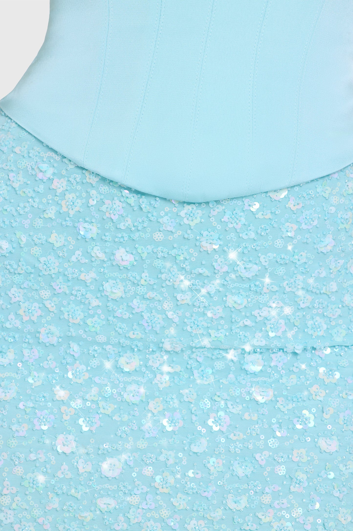 Embellished Skirt Corset Mini Dress in Aqua