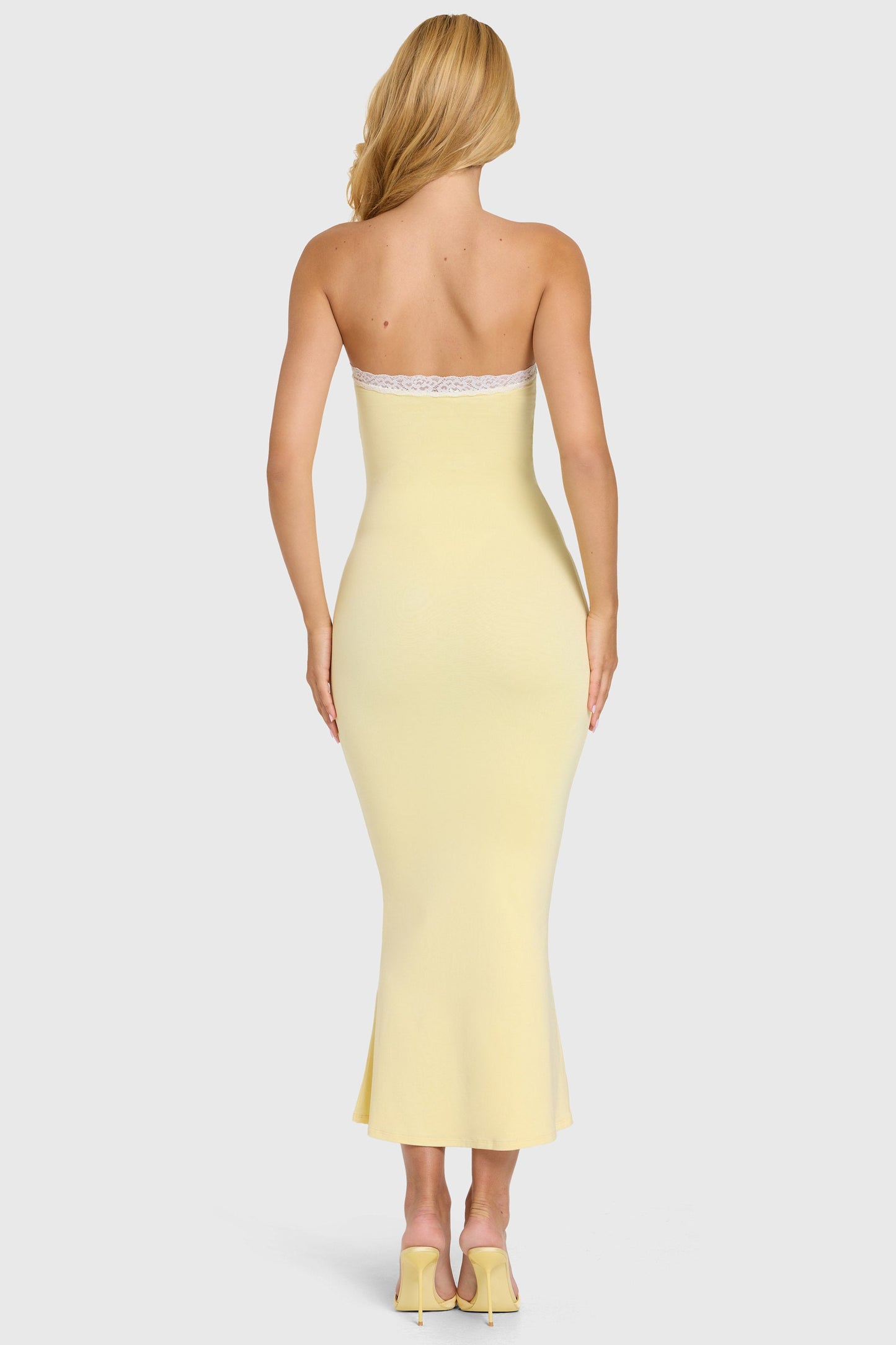 Modal Lace-Trim Midaxi Dress in Butter