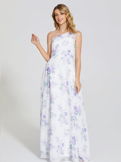 Daleyza One-Shoulder Floral Print Bridesmaid Dress