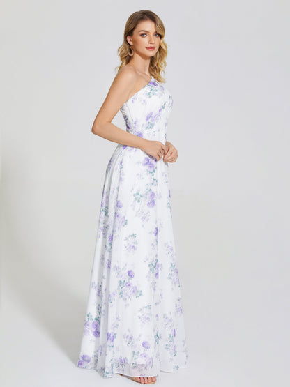 Daleyza One-Shoulder Floral Print Bridesmaid Dress