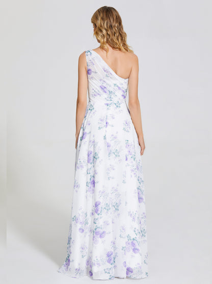 Daleyza One-Shoulder Floral Print Bridesmaid Dress