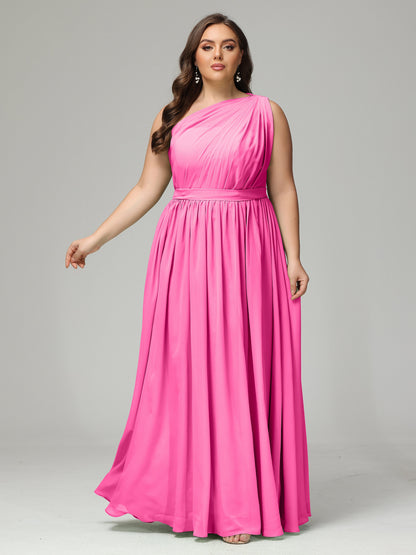 One-shoulder Plus Size Chiffon Bridesmaid Dresses