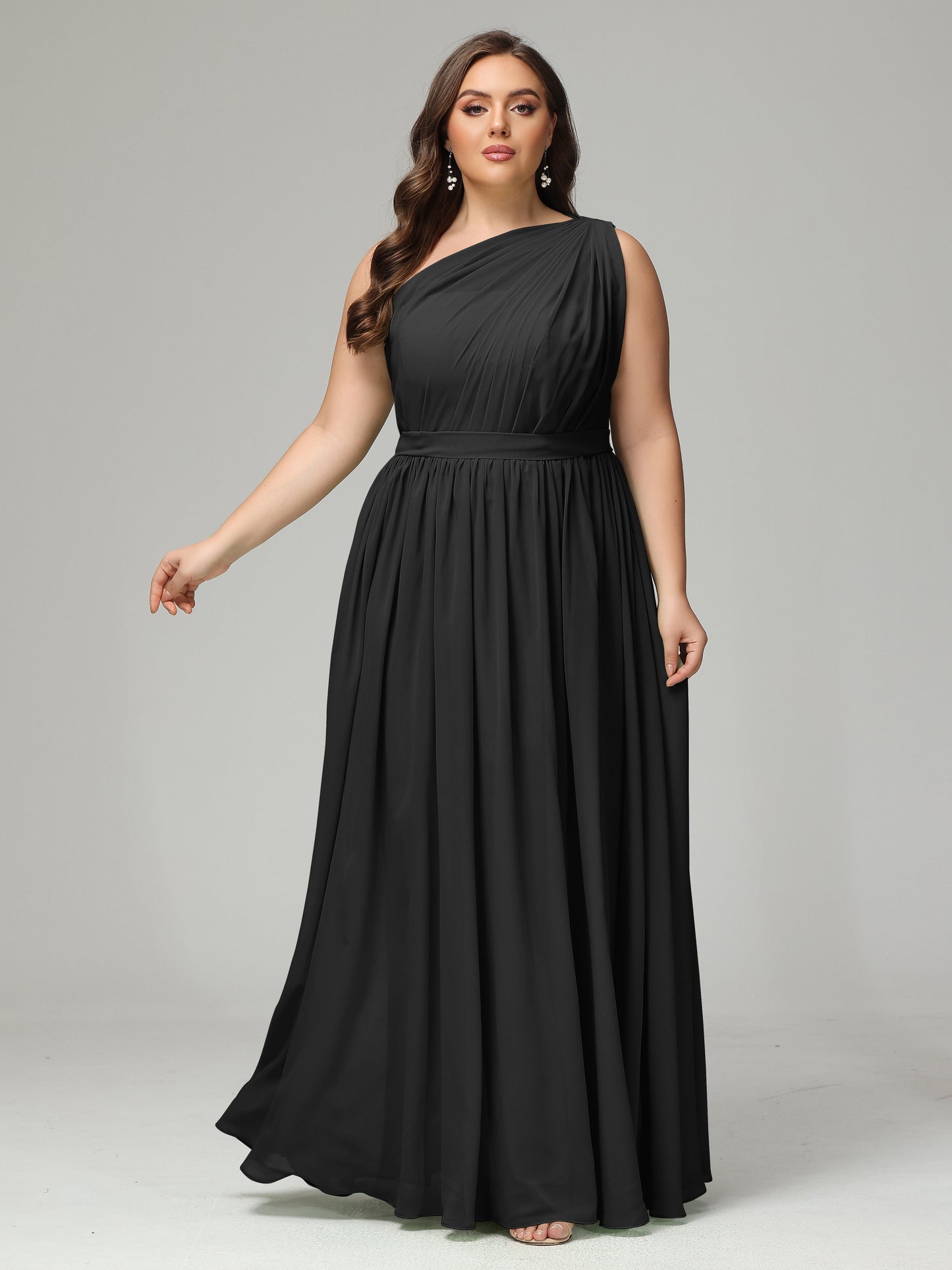 One-shoulder Plus Size Chiffon Bridesmaid Dresses