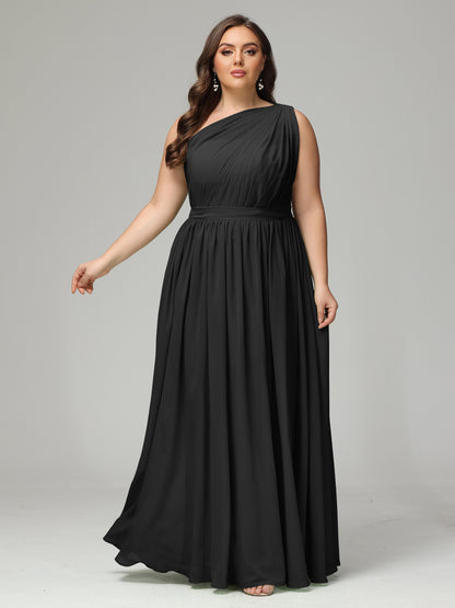One-shoulder Plus Size Chiffon Bridesmaid Dresses