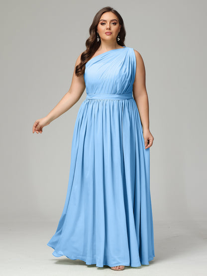 One-shoulder Plus Size Chiffon Bridesmaid Dresses