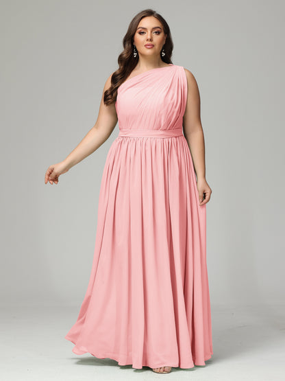 One-shoulder Plus Size Chiffon Bridesmaid Dresses