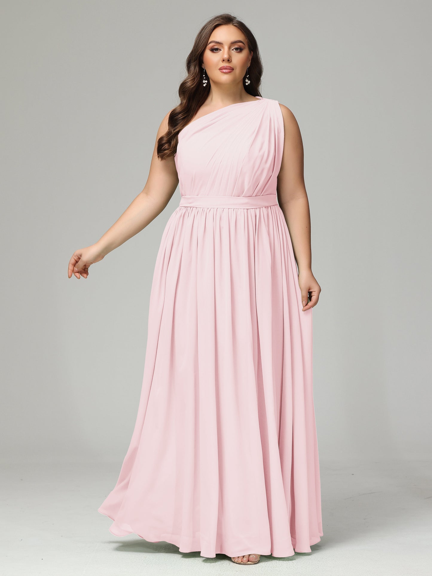 One-shoulder Plus Size Chiffon Bridesmaid Dresses