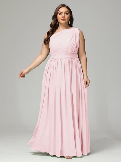 One-shoulder Plus Size Chiffon Bridesmaid Dresses