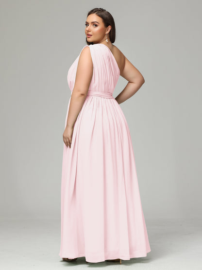 One-shoulder Plus Size Chiffon Bridesmaid Dresses