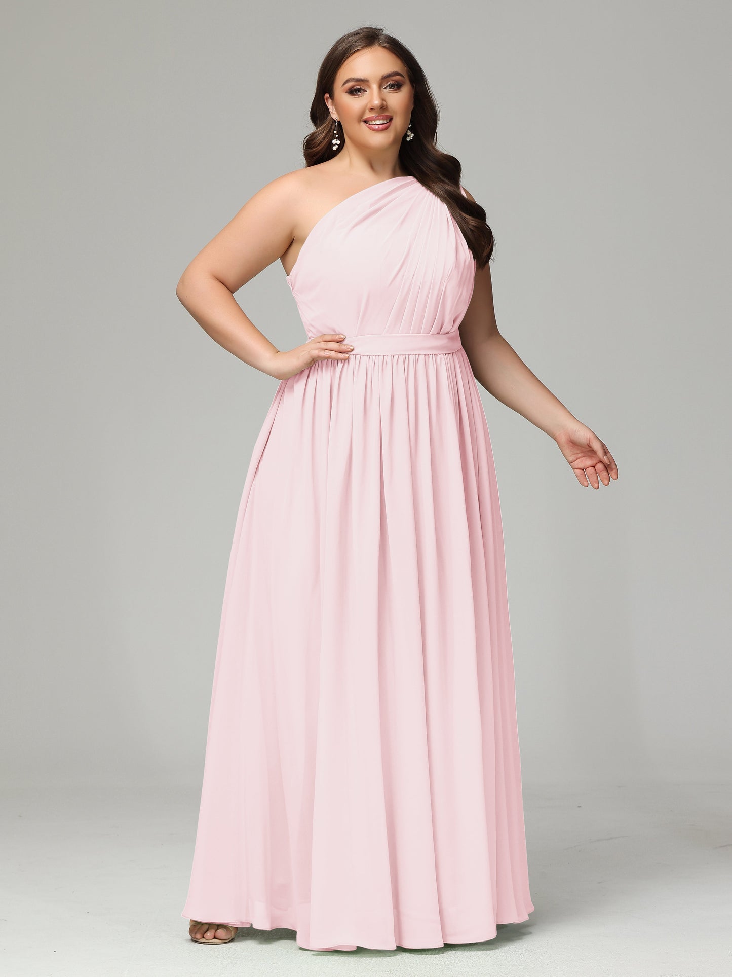 One-shoulder Plus Size Chiffon Bridesmaid Dresses