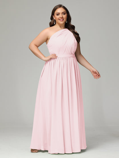 One-shoulder Plus Size Chiffon Bridesmaid Dresses