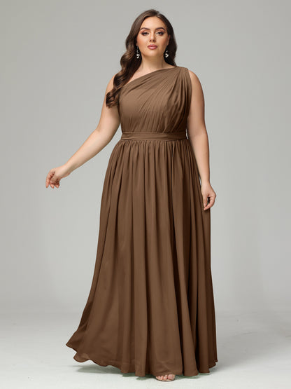 One-shoulder Plus Size Chiffon Bridesmaid Dresses