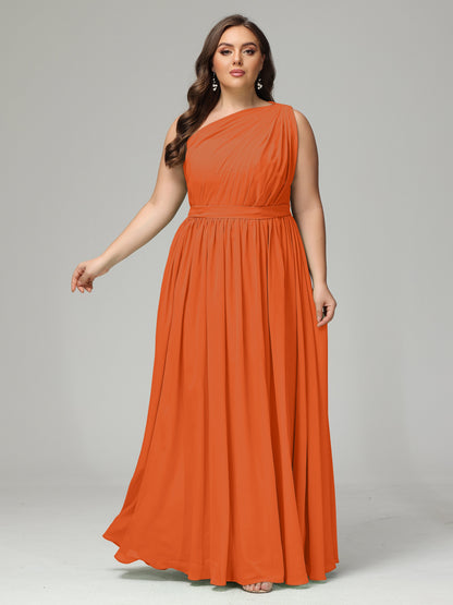 One-shoulder Plus Size Chiffon Bridesmaid Dresses