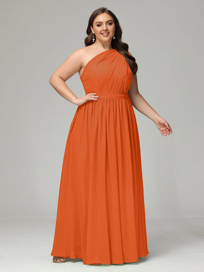 One-shoulder Plus Size Chiffon Bridesmaid Dresses