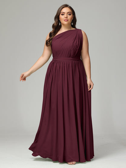 One-shoulder Plus Size Chiffon Bridesmaid Dresses
